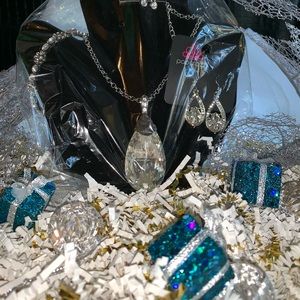 Long Diamond Necklace set earrings included